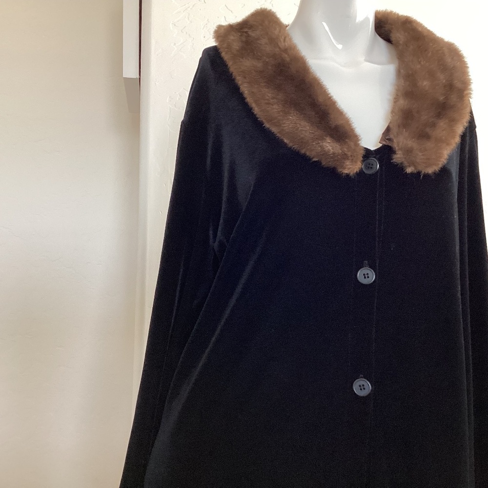Style & Co. Collection, vintage velvet coat, faux fur collar, sz 1X, super rare